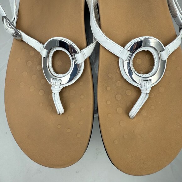 Vionic Sandals Womens 12 White Leather Orthotic Slip-On Comfortable Adjustable - Picture 11 of 11